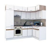 Bucatarie de Colt BIG GENA NEW ST. 140-250, Alb / Decor Alb